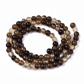 Stone beads - Natural Agate beads. Brown-yellow color round partially transparent size 4 mm 1 strand