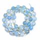 Stone beads - Agate beads. Bluish round ribbed partially transparent size 8x75 mm 1 thread