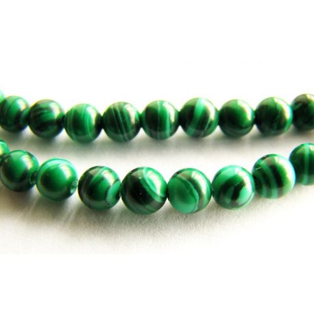 Malachito beads dark green with black stripes round shape 4mm