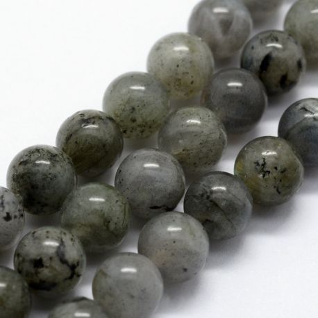 Stone Beads - Natural Labradorite Beads. Light gray color with blue shine round size 6 mm 1 thread