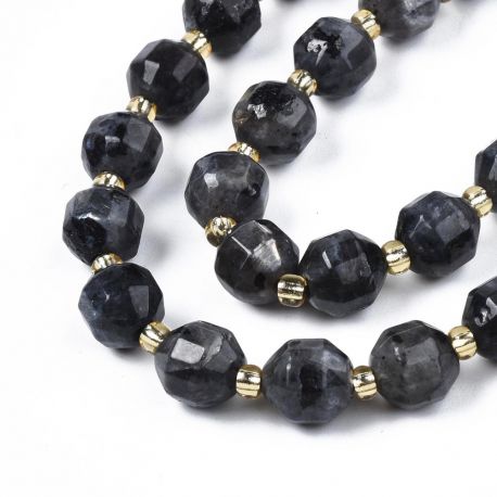 Akmens krelles - dabīgas norvēģu labradorīta krelles. Melnpelēkā krāsā apaļš slīpētais izmērs 8x7 mm 1