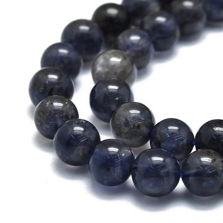 Akmens krelles - Natural Jolita krelles. Zilgani pelēkas krāsas apaļa daļēji caurspīdīga izmērs 6 mm 1 šķipsna