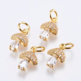 Misiņa kulons "Sēne" ar cirkonija acīm 11x7x4 mm. 1 gab