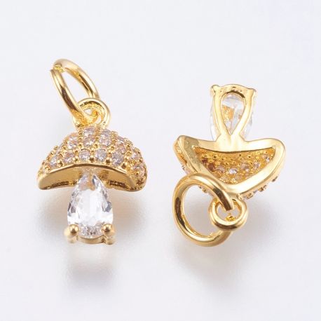 Žalvarinis pakabukas "Grybas" su Cirkonio akutėmis 11x7x4 mm. 1 vnt