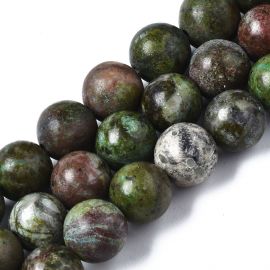 Steinperlen - Natürliche Variszitperlen. Grün-grau-braune Farbe rund Größe 8 mm 1 Faden
