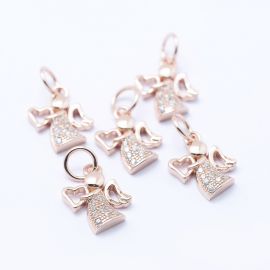 Misiņa kulons ar cirkona acīm "Angel" 12x9,5x2 mm. 1 gab