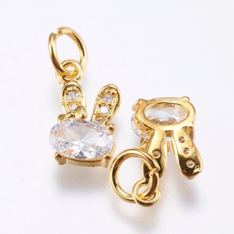 Misiņa kulons ar cirkona acīm "Bunny ears" 12x6x2,5 mm. 1 gab