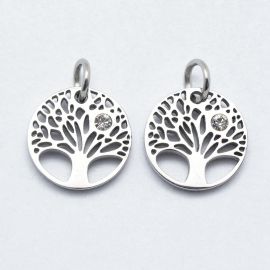 Anhänger "Baum" aus Edelstahl 316 mit Öse aus Zirkonium 12x2 mm. 1 Stk