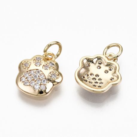 Žalvarinis pakabukas "Pėda" su Cirkonio akutėmis 11x10x2 mm. 1 vnt