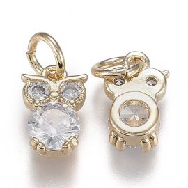 Misiņa kulons "Pūce" ar cirkona acīm 12x8x3 mm. 1 gab