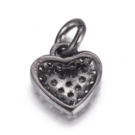 Brass pendant "Heart" with Zirconia eyes 9x8x2 mm. 1 pc