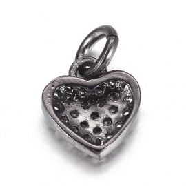Misiņa kulons "Sirds" ar cirkonija acīm 9x8x2 mm. 1 gab