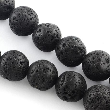 Stone beads - Natural Lava beads. The size of the black round hole is ~1 mm. size 6-7 mm 1 thread