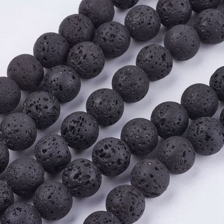 Stone beads - Natural Lava beads. The size of the black round hole is ~1 mm. size 10 mm 1 strand
