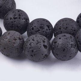 Natural Lava beads 10 mm. 1 thread