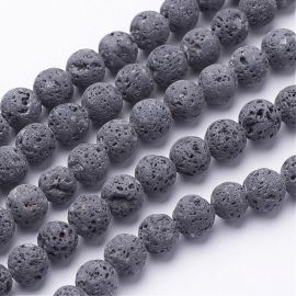 Natural Lava beads 10 mm. 1 thread