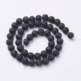 Natural Lava beads 8 mm. 1 thread