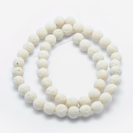 Stone beads - Lava beads. The size of the white round painted hole is ~1 mm. size 8 mm 1 thread