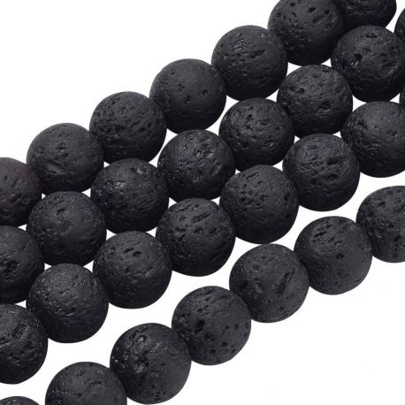 Dabīgās lavas krelles 8 mm. 1 pavediens