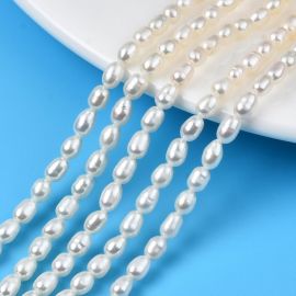 Natural freshwater pearls AA class 6x4 mm. 1 thread