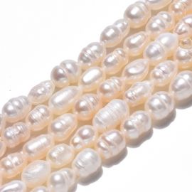 Dabīgās saldūdens pērles 12-6x6-5 mm. 1 pavediens