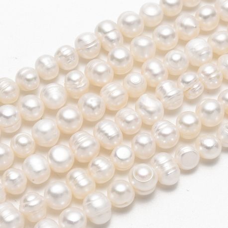 Natural freshwater pearls class A 8-7 mm. 1 thread