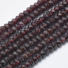 Stone beads - Natural garnet beads. Dark cherry-colored Rondelle edged inner hole diameter ~1 m