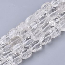 Stone beads - Natural Rock Crystal beads. White color Kubo transparent inner hole diameter ~08 mm. the size