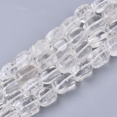 Stone beads - Natural Rock Crystal beads. White color Kubo transparent inner hole diameter ~08 mm. the size