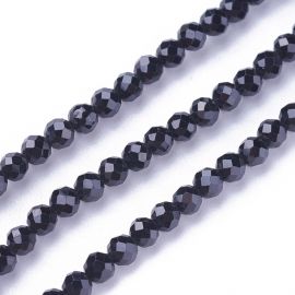 Steinperlen - Natürliche schwarze Spinellperlen. Schwarze Farbe. Rundkantiger Innenlochdurchmesser ~05 m