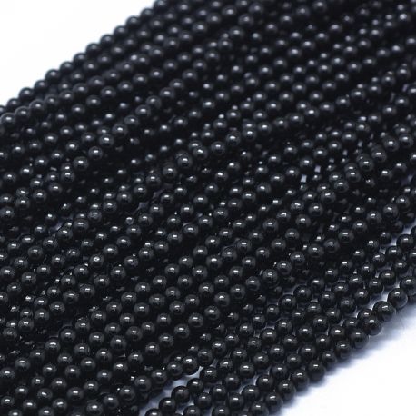 Akmens krelles - Natural Black Spinel krelles. Melna krāsa Apaļas iekšējās atveres diametrs ~08 mm. 2. izmērs