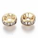 Accessories for jewelry - Brass insert with Zirconia eyelets. Gold-colored Rondelle gold-plated 18K eyelet transparent size 6