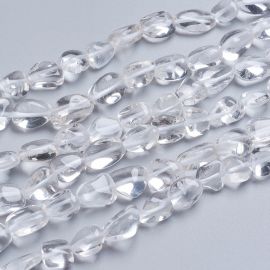 Stone beads - Natural Rock Crystal beads. White color Oval transparent inner hole diameter ~08 mm. size