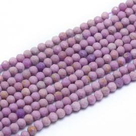 Stone beads - Natural Lepidolite/Mica beads. Pastel lilac-brown color Round ribbed inner sky