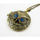 Pendant - medallion "Owl" with chain, aged bronze color 43 mm