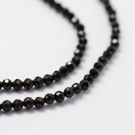 Natural Black Spinel beads 2 mm. 1 thread
