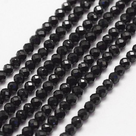 Natural Black Spinel beads 3 mm. 1 thread