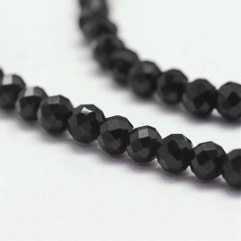 Natural Black Spinel beads 3 mm. 1 thread