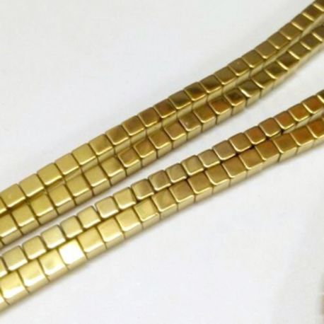 Synthetische Hämatitperlen 3x3 mm. 6 Stk