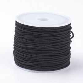 Saiten Seile Gummibänder Linien Fäden Kordeln - Elastisches gestricktes Gummiband. Schwarze Spule ~24 Meter 1 Spule