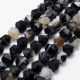 Stone beads - Natural Ribbon Agate beads. Black-gray-white colors Round ribbed size 8 mm 1 strand