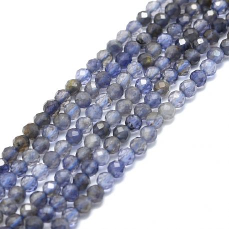 Stone beads - Natural Jolite/Cordierite/Dichroite beads. Bluish-gray Round edged parts ska
