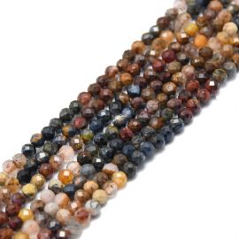 Stone Beads - Natural Pietersite Beads. Bluish-brown-pink-white colors Round faceted size 3 mm 1