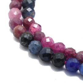 Natural Red Corundum/Ruby and Sapphire beads 3 mm. 1 thread