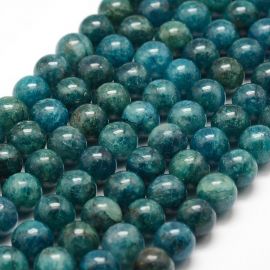 Stone beads - Natural Apatite beads. Dark blue color Round size 8 mm 1 thread