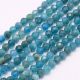 Stone beads - Natural Apatite beads grade A. Bluish color Round ribbed size 3 mm 1 thread