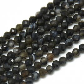 Natūralūs Obsidiano karoliukai 2-2,5 mm. 1 gija