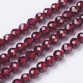 Natural garnet beads 2 mm. 1 thread