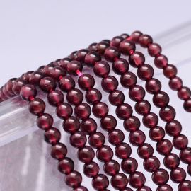 Natural garnet beads 3 mm. 1 thread