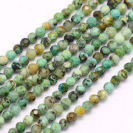 Stone beads - Natural African Turquoise-Jasper beads. Green-gray-black-brown colors Round ribbed d